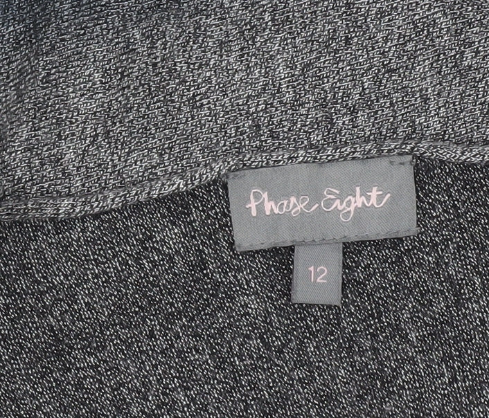 Phase Eight Women’s Grey Black Tunic Jumper Dress Size 12 Knit 3/4 Sleeve