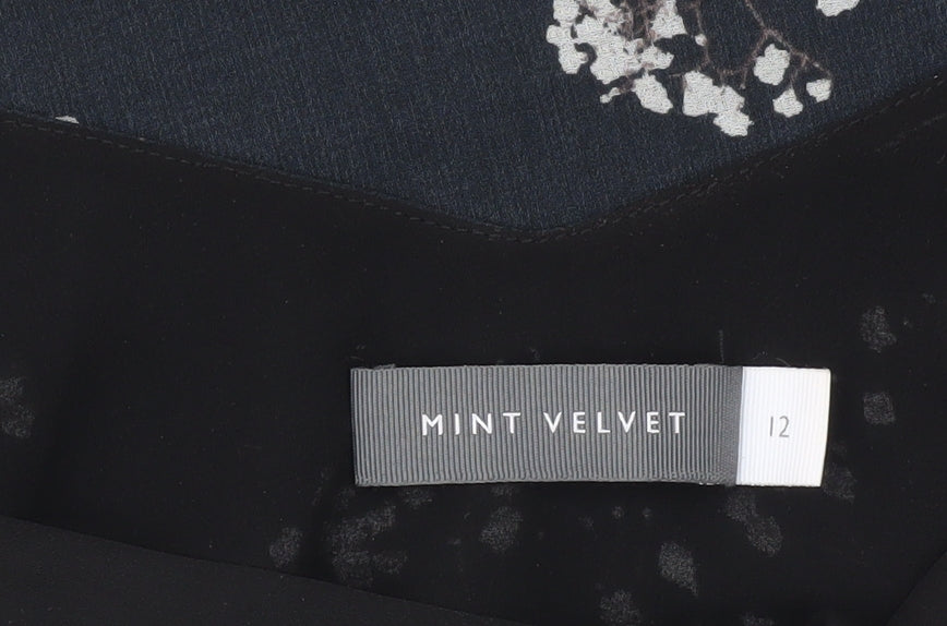 Mint Velvet Womens Black Floral Camisole Top Size 12 Sleeveless V-Neck