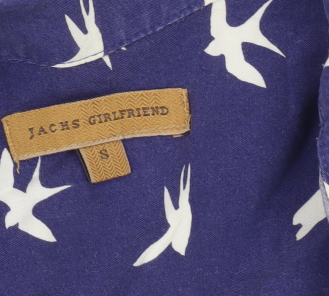 Jachs Girlfriend Women Blue Animal Print Button-Up Blouse S