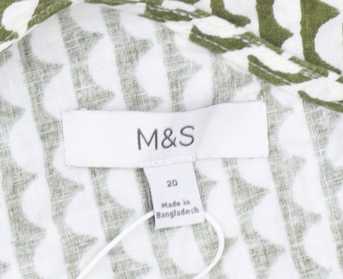 Marks & Spencer Women’s Green One Shoulder Linen Blend Blouse Size 20