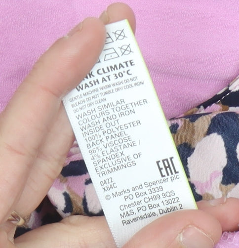 Marks & Spencer Women’s Multicolour Floral Blouse Size 14 Long Sleeve Jersey