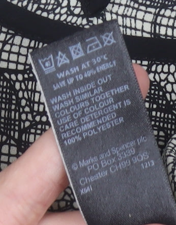 Marks & Spencer Womens Black Ivory 3/4 Sleeve Tunic Blouse UK 14