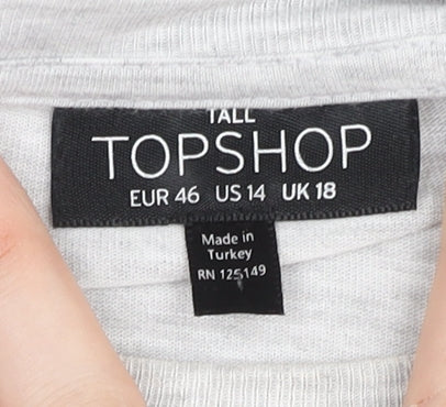 Topshop Women’s Grey Tall Size 18 Basic Short Sleeve T-Shirt
