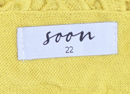 Soon Womens Yellow Plus Size 22 Lace Neck Pullover Jumper