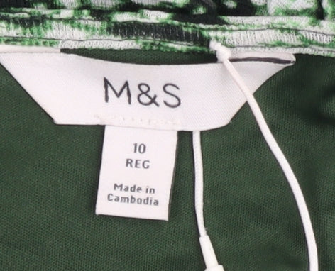Marks and Spencer Women’s Green Shift Dress Size 10 Knee Length Long Sleeve