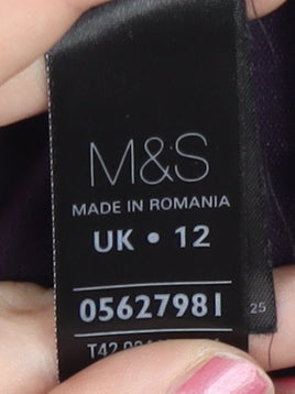 Marks & Spencer Women Purple Sheath Dress Size 12 Peplum Workwear