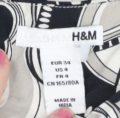 H&M Women’s Black White Geometric Sheath Dress Size 6
