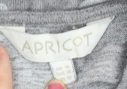 Apricot Women’s Grey Camo Zip Jumper Size 16 V-Neck Long Sleeve