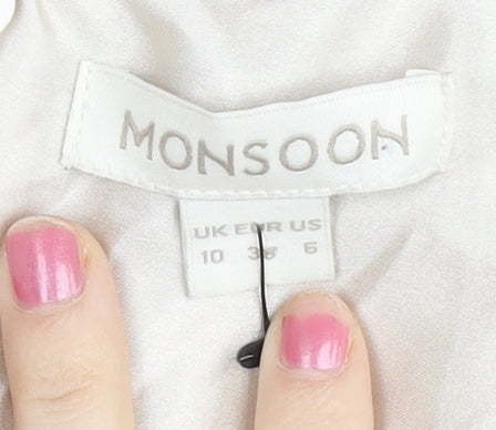 Monsoon Women’s Ivory Beaded Shift Dress Size 10 Wedding Party