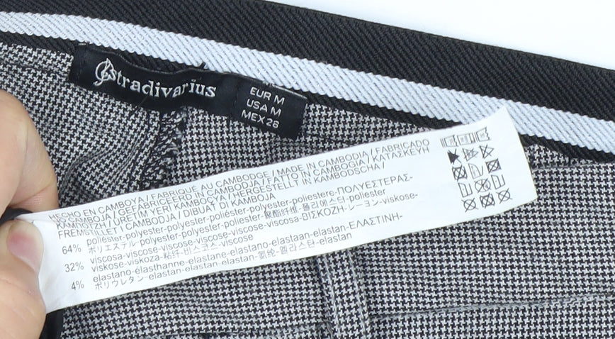 Stradivarius Womens Grey Check Slim Fit Chino Trousers Size 12