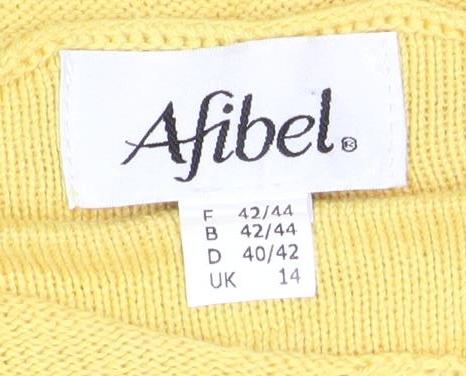 Afibel Womens Yellow Size 14 Pullover Jumper 3/4 Sleeve Knit