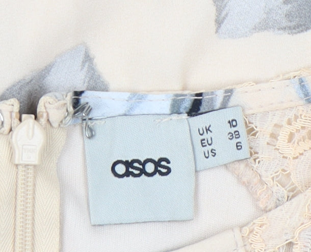 ASOS Women’s Beige Floral Lace Fit & Flare Dress UK 10