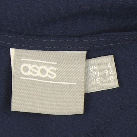 ASOS Women’s Blue Cropped V-Neck Blouse UK 4 Short Sleeve