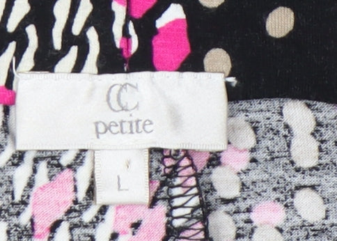Country Casuals Petite Womens Black Pink Geometric Flare Skirt L