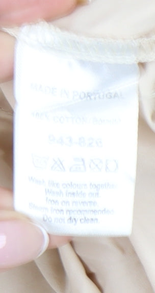 Next Women Beige Size 18 Button-Up Cotton Shirt 3/4 Sleeve