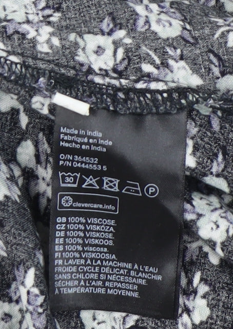 H&M Womens Black Floral A-Line Knee Length Dress Size 10
