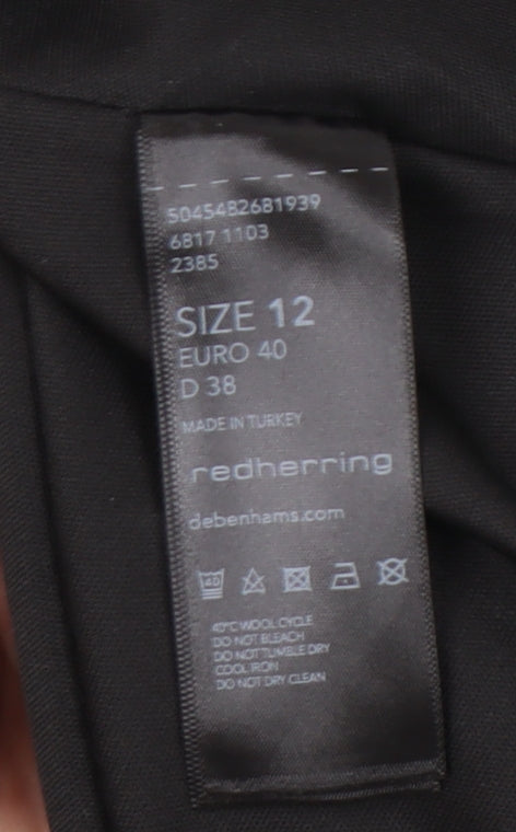 Red Herring Womens Blue Black Midi Pleated Skirt Size 12