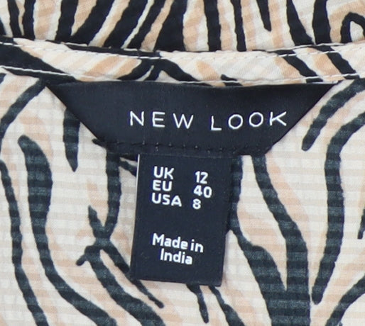 New Look Womens Beige Animal Print Shift Dress Size 12