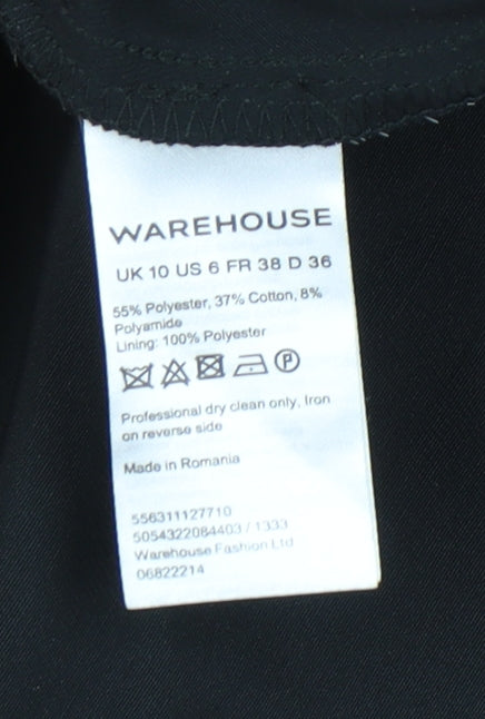 Warehouse Women Black Size 10 Fit & Flare Knee Length Dress