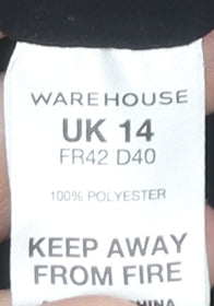 Warehouse Women’s Black Pleated Knee Length Shift Dress Size 14