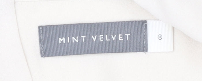 Mint Velvet Women’s Ivory Blouse Size 8 Bow Neck Long Sleeve