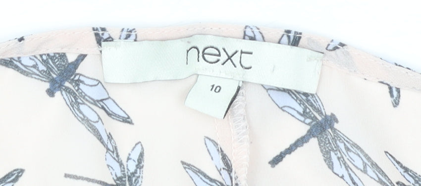 Next Women’s Beige Dragonfly Print Chiffon Blouse Size 10