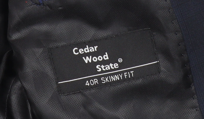 Cedarwood State Men's Blue Check Slim Fit Blazer Jacket 40R
