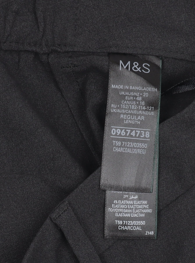 Marks & Spencer Mens Charcoal Grey Regular Fit Dress Pants Size 20