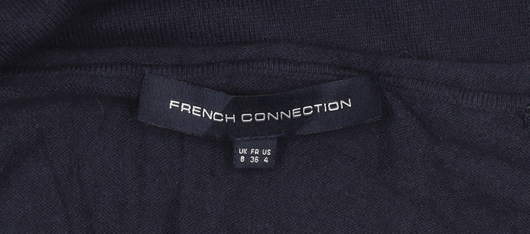 French Connection Womens Black Size 8 Viscose V-Neck Short Sleeve T-Shirt