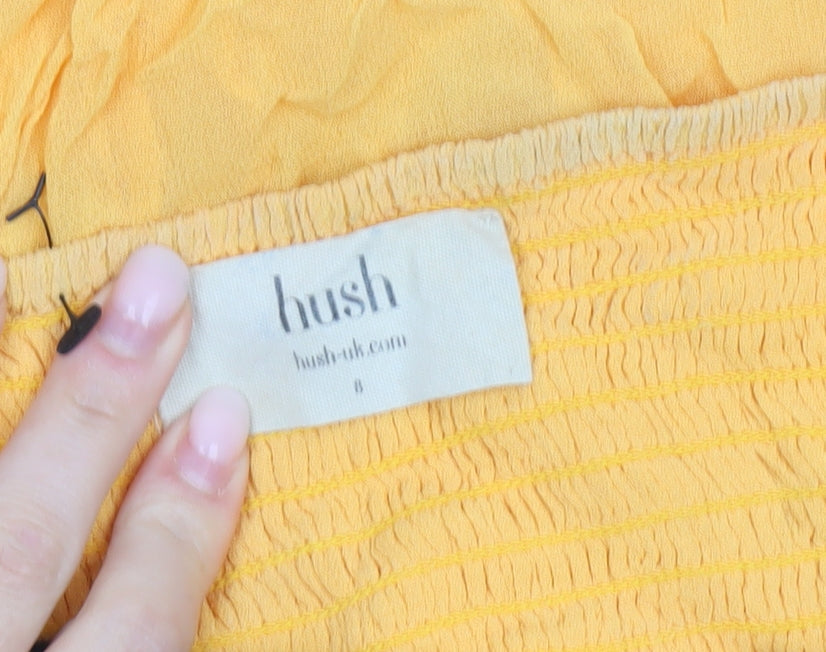Hush Womens Yellow Embroidered Camisole Spaghetti Strap Tank Top Size 8