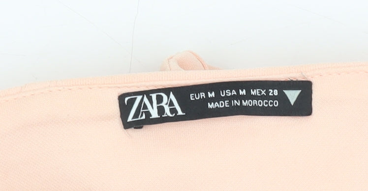 Zara Women Pink Halter Cropped Tank Top Size 12 Polyester