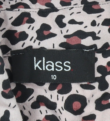 Klass Women’s Pink Animal Print Button-Up Blouse Size 10