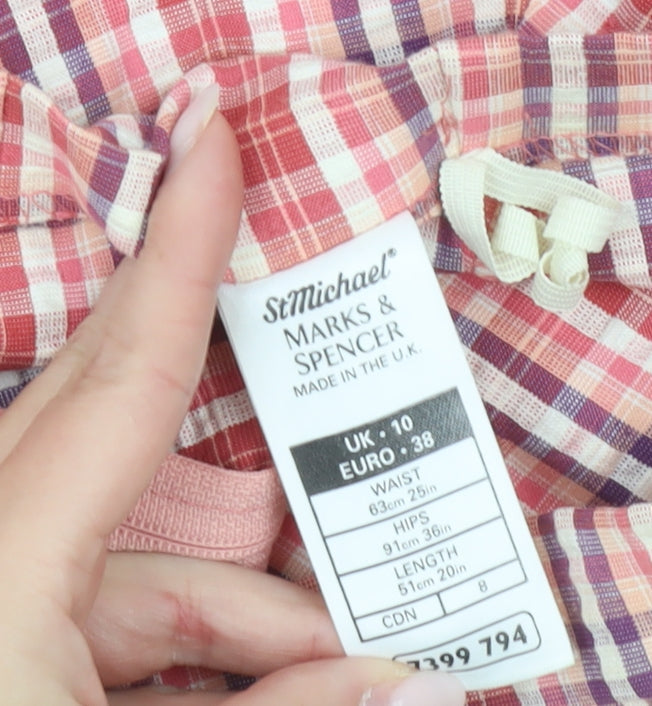 Marks & Spencer Women’s Pink Check Pencil Skirt Size 10 Knee Length