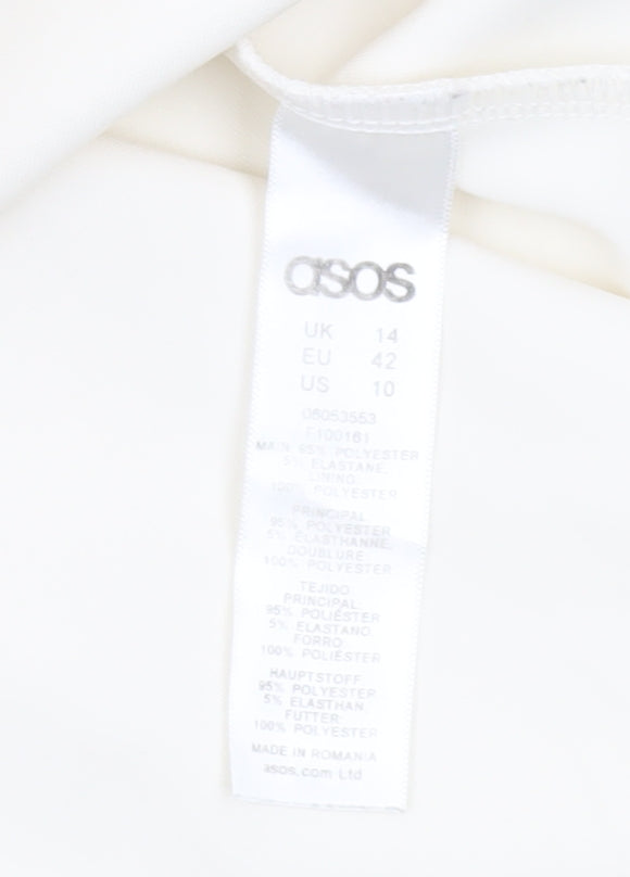 ASOS Women Ivory Skater Dress Size 14 Sleeveless Partywear