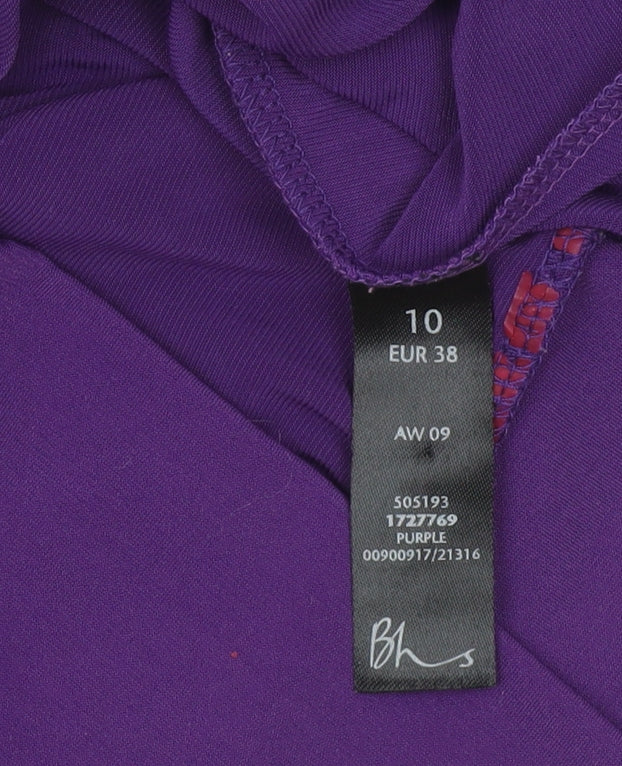 BHS Womens Purple Crochet Neck Tunic Blouse Size 10