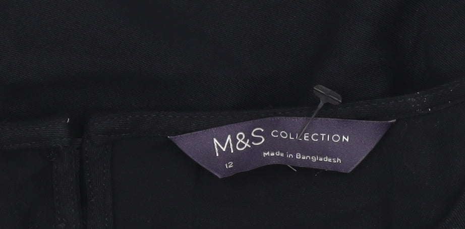 Marks & Spencer Womens Black Size 12 Shift Dress 3/4 Sleeve