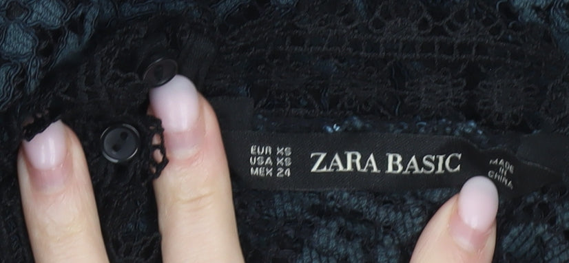Zara Basic Women's Black XS Sheath Lace Sleeveless Cocktail Dress