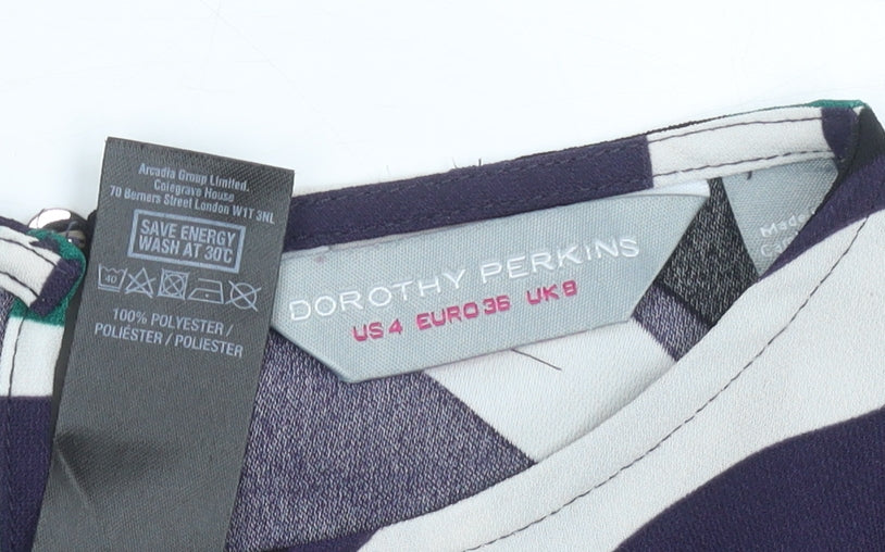 Dorothy Perkins Women’s Multicoloured Striped Wrap Blouse UK 8