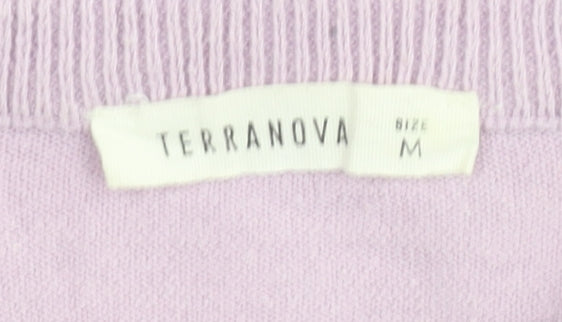 Terranova Women’s Purple Cotton Jumper M Crew Neck Striped