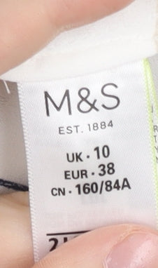 Marks & Spencer Womens White Plaid Button-Up Shirt Size 10