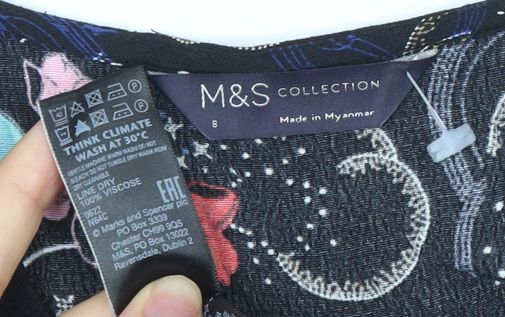 Marks & Spencer Womens Multicoloured Viscose Sheath Dress Size 8