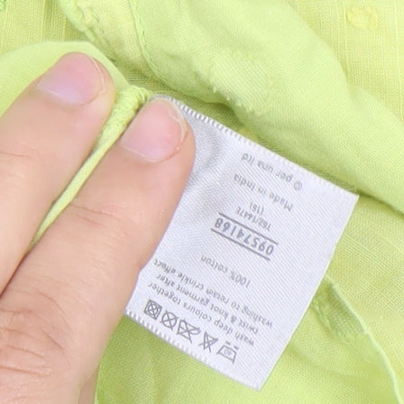 Marks & Spencer Women Green Floral Cotton Blouse Size 16