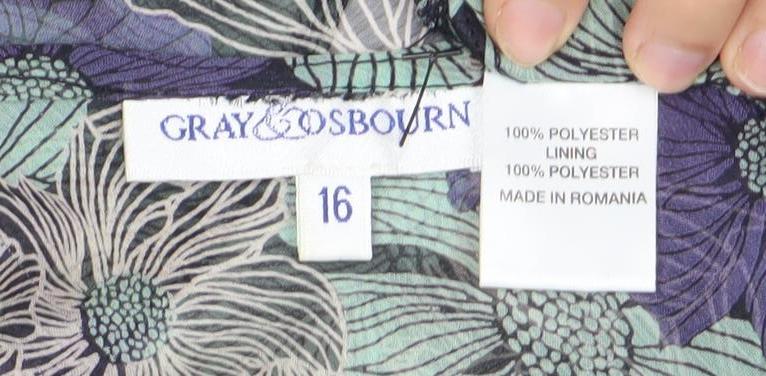 Gray & Osbourn Womens Multicoloured Floral Chiffon Blouse UK 16