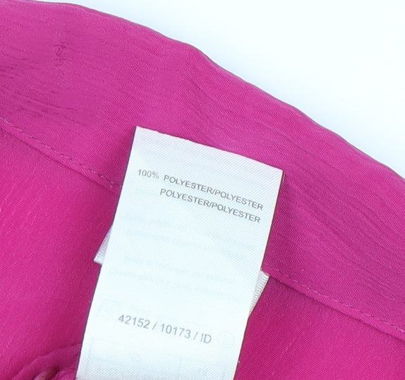 Damart Women’s Pink Button-Up Shirt Size 14 Short Sleeve Polyester