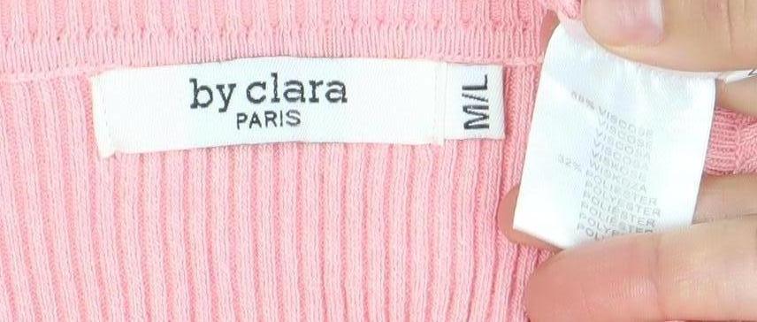 By Clara Women’s Pink Ruffle Sleeve Knit T-Shirt M