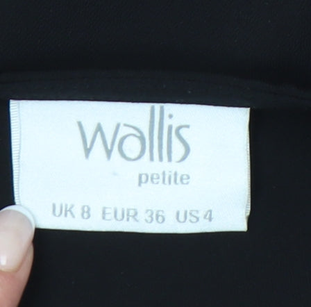 Wallis Petite Women's Black Long Coatigan UK 8 Polyester 3/4 Sleeve