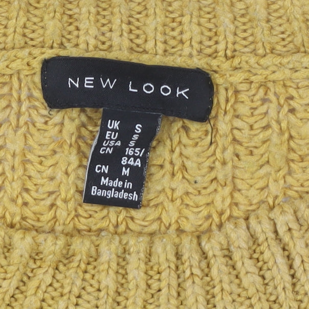 New Look Women’s Yellow Chunky Knit Jumper Size S Crew Neck