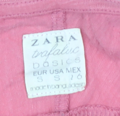 Zara Women’s Pink V-Neck Short Sleeve Cotton T-Shirt Size S