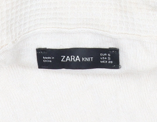 Zara Women Ivory Knit Roll Neck Long Sleeve Blouse Size S