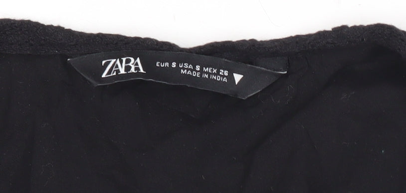 Zara Women’s Black Short A-Line Puff Sleeve Cotton Dress S